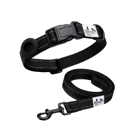 BBNMS Reflective Back dog collar (with secure AirTag Holder) and matching leash.